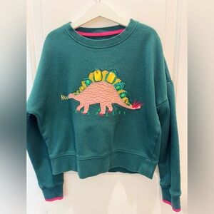 Mini Boden fleece Green Dinosaur Sweatshirt size 8-9Y
